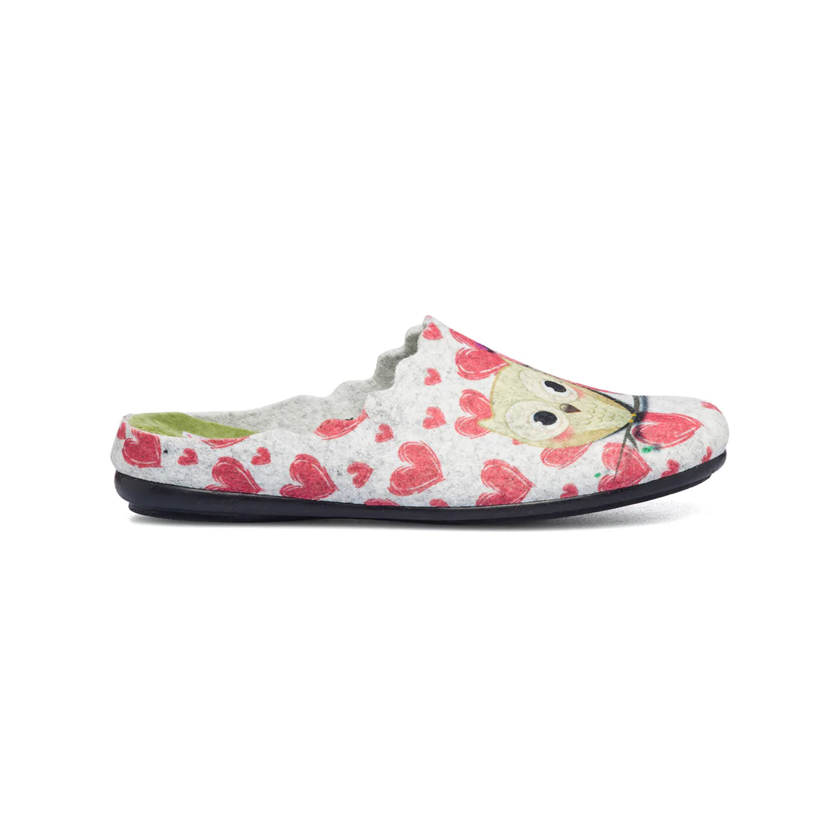 Pantofole da donna bianche in tessuto con cuoricini Aday's