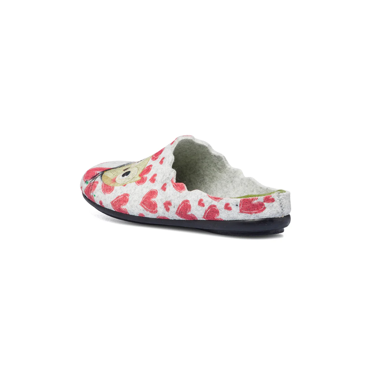 Pantofole da donna bianche in tessuto con cuoricini Aday's - Image 3