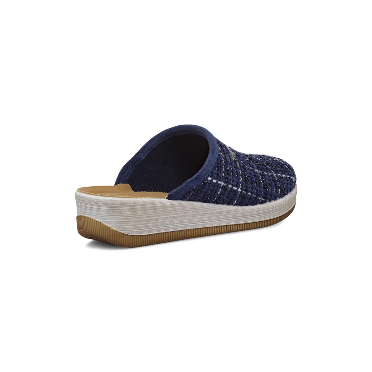 Pantofole da donna blu Inblu a fantasia tweed con zeppa - Image 5