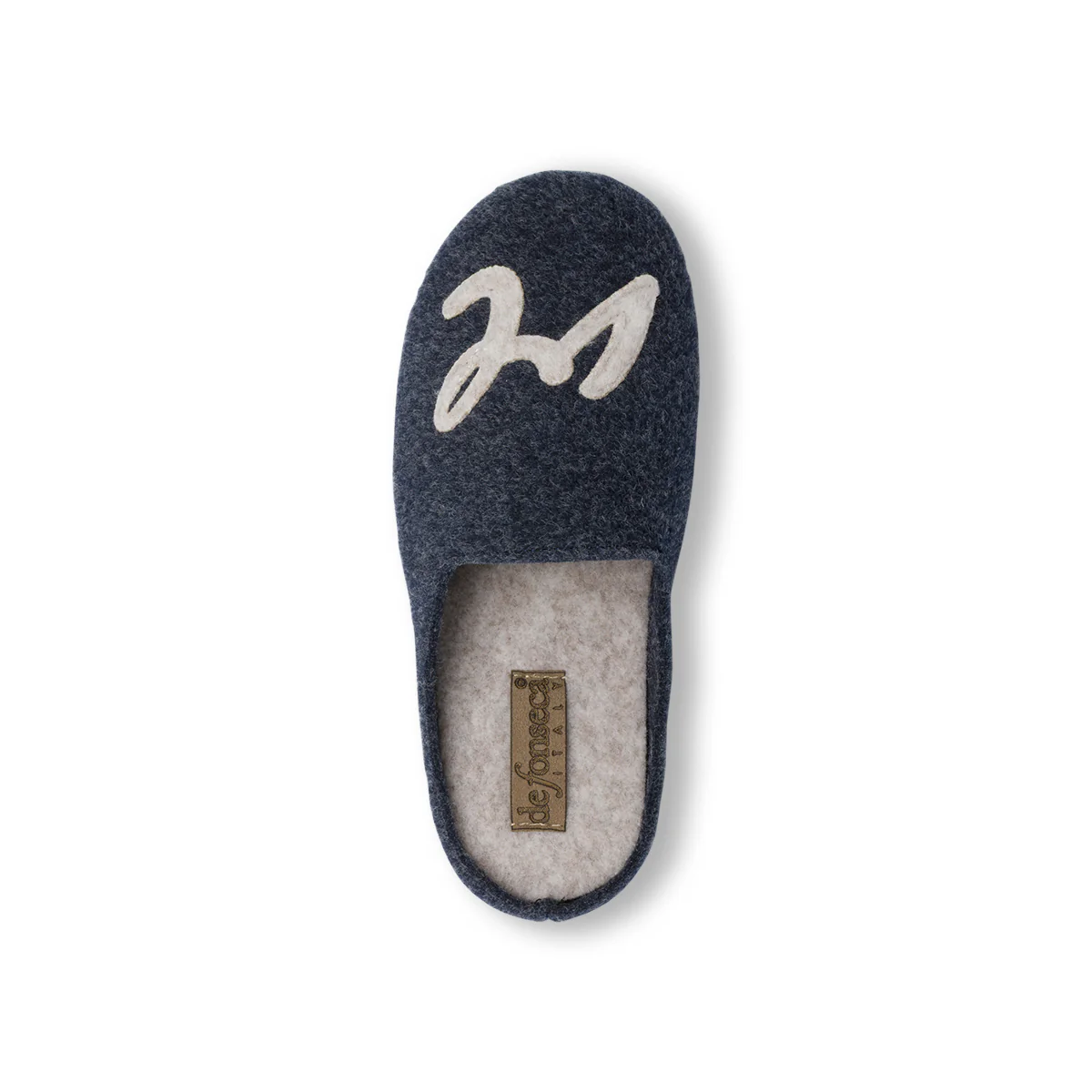 Pantofole da donna blu navy De Fonseca in feltro sintetico con ricamo - Image 2