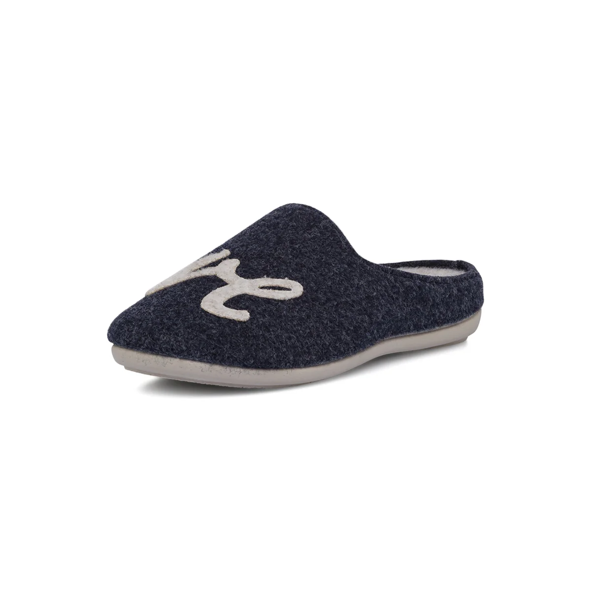 Pantofole da donna blu navy De Fonseca in feltro sintetico con ricamo - Image 4