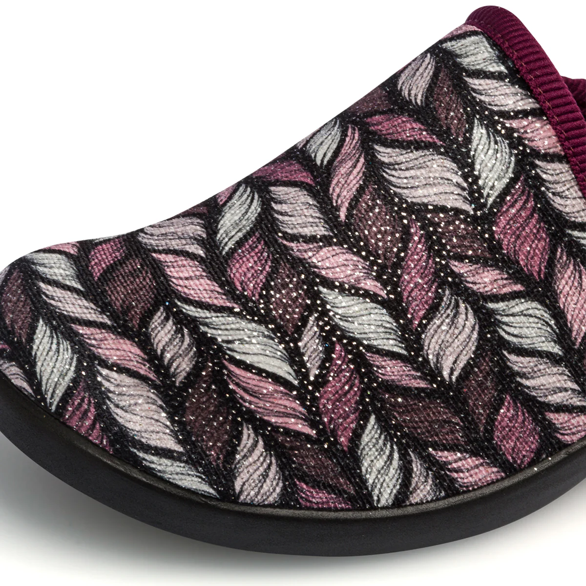 Pantofole da donna color prugna in tessuto Fly Flot - Image 5
