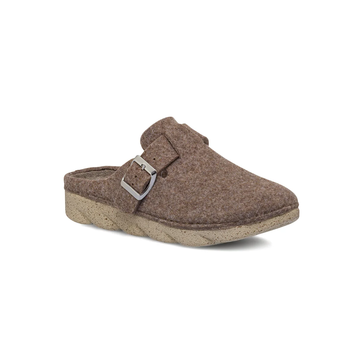 Pantofole da donna Flex'is taupe in feltro con soletta in pelle - Image 2