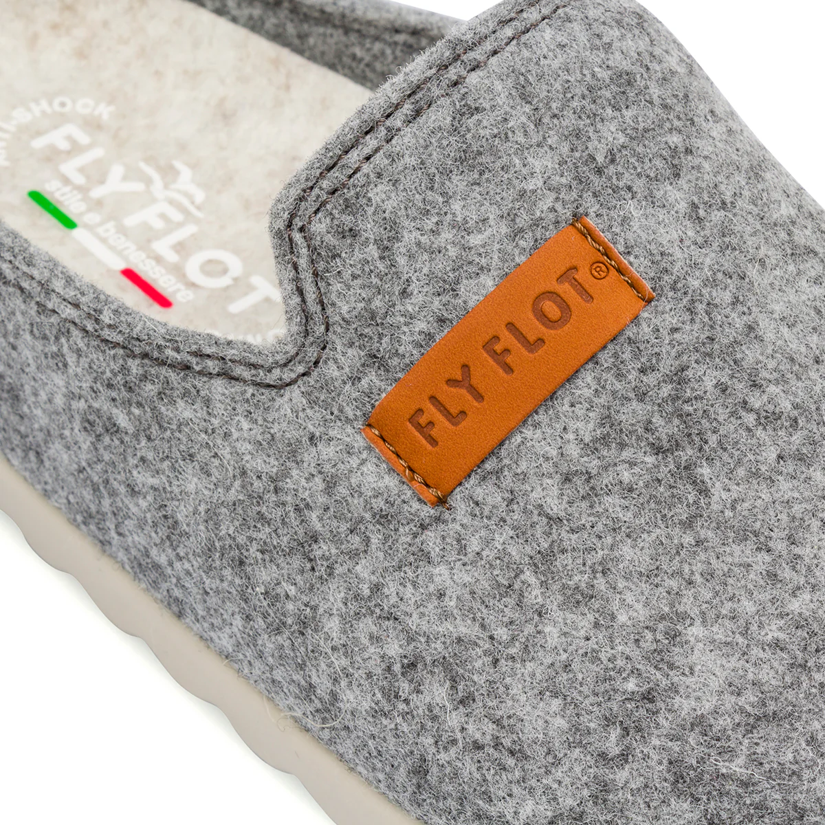 Pantofole da donna grigie Fly Flot in tessuto con dettaglio logo - Image 5