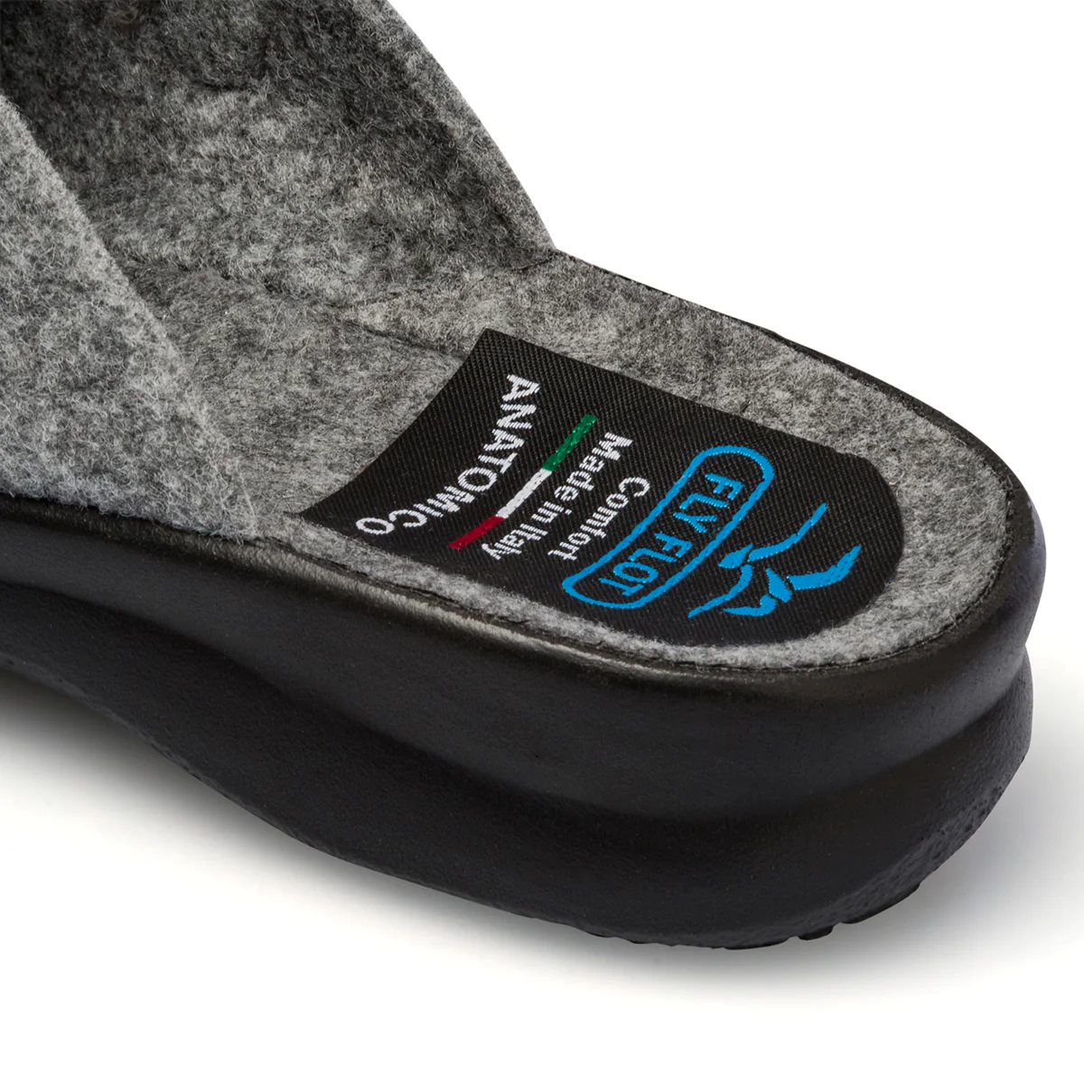 Pantofole da donna grigie in tessuto Fly Flot - Image 7