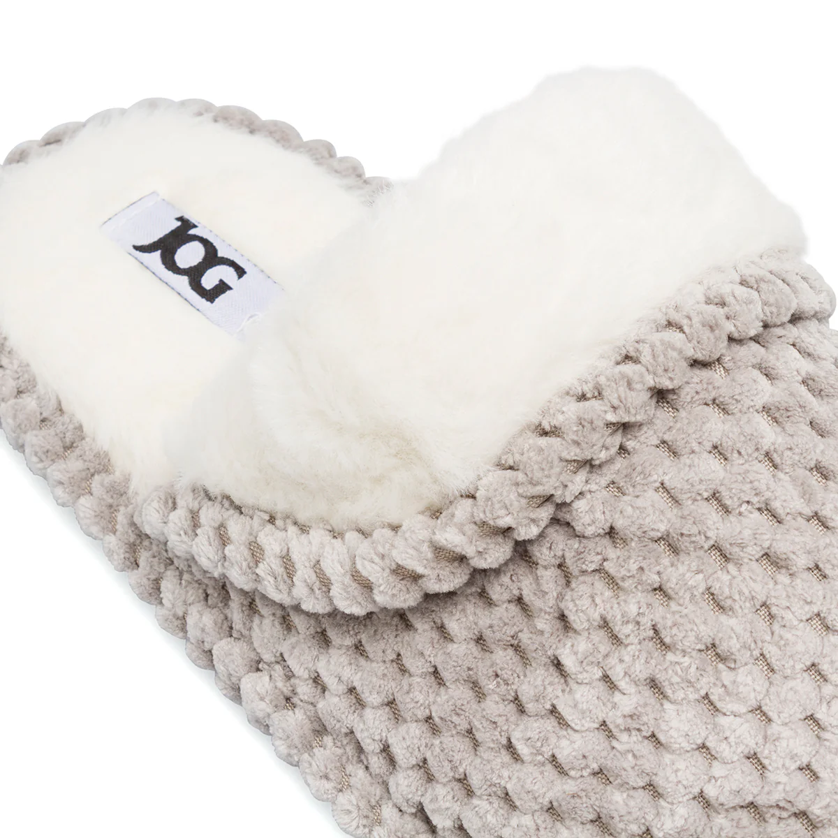 Pantofole da donna grigie Jog in tessuto effetto bouclé - Image 5