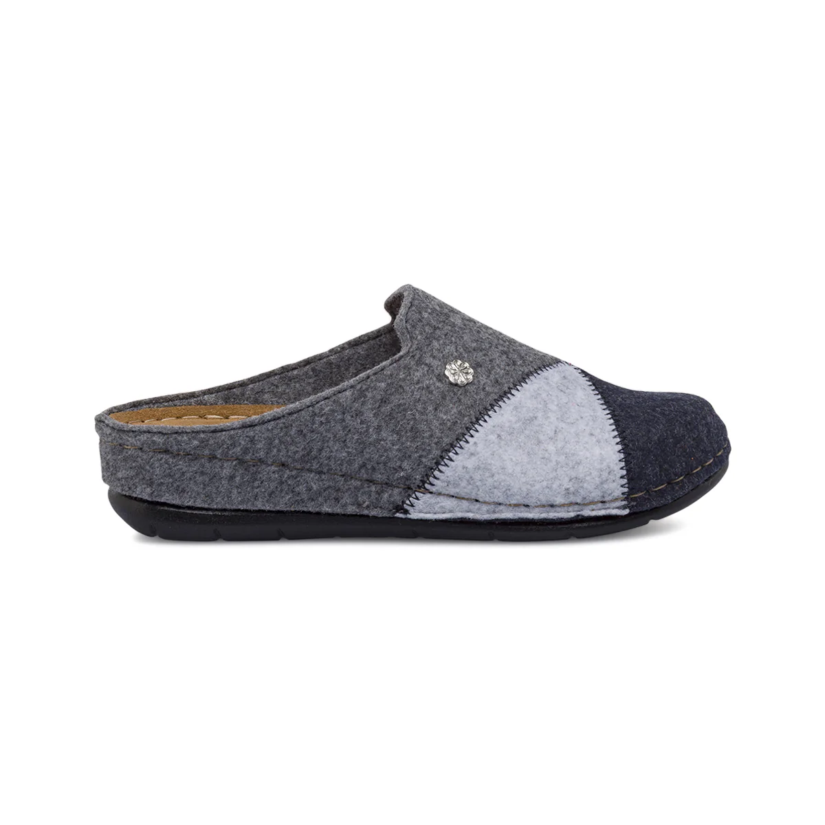 Pantofole da Donna in feltro grigio e blu Flex'is