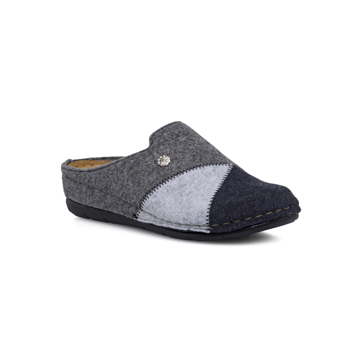 Pantofole da Donna in feltro grigio e blu Flex'is - Image 2
