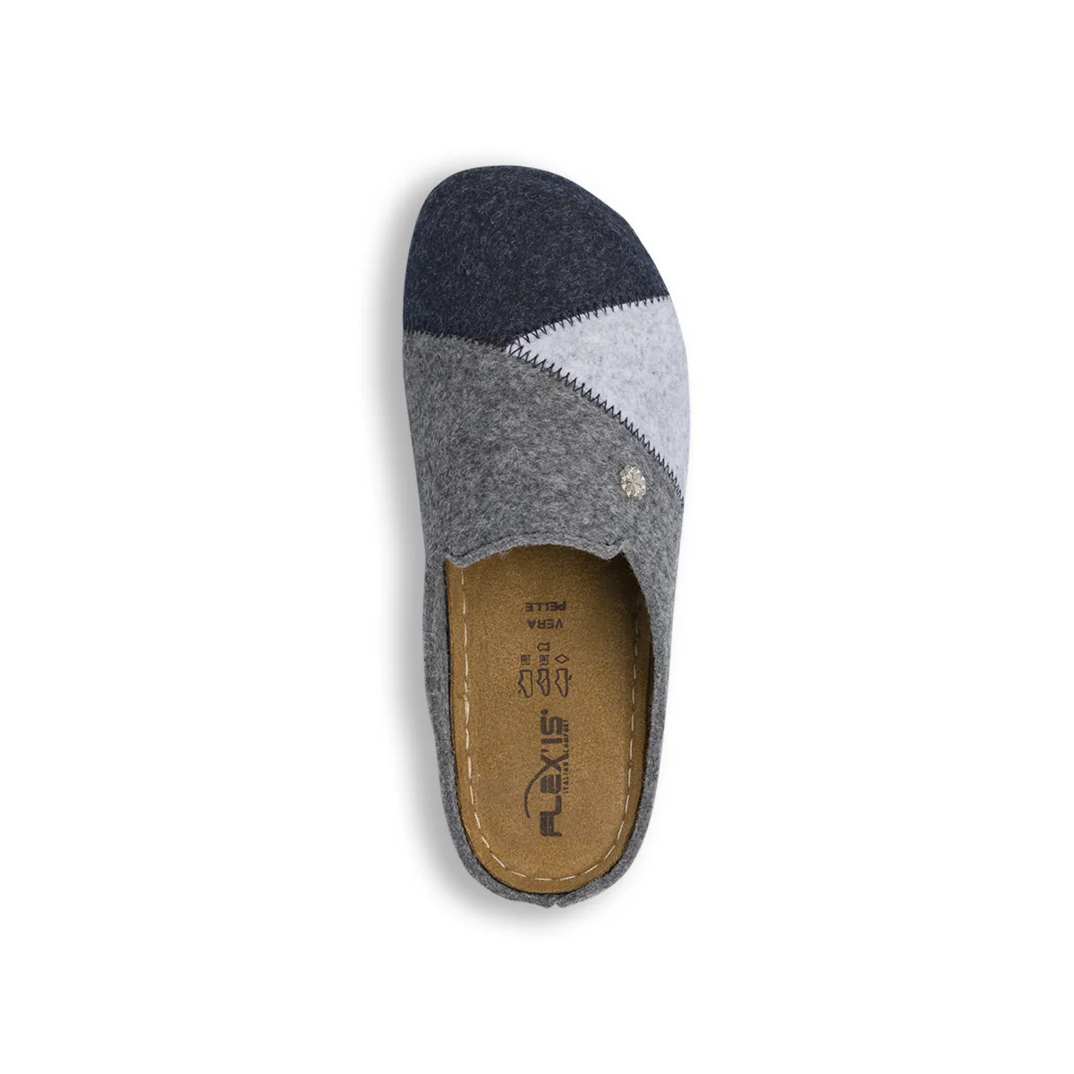 Pantofole da Donna in feltro grigio e blu Flex'is - Image 6