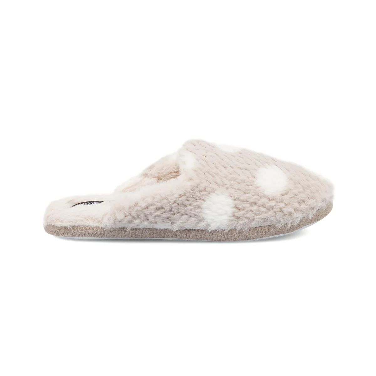 Pantofole da donna Lora Ferres grigie in peluche con fantasia a pois