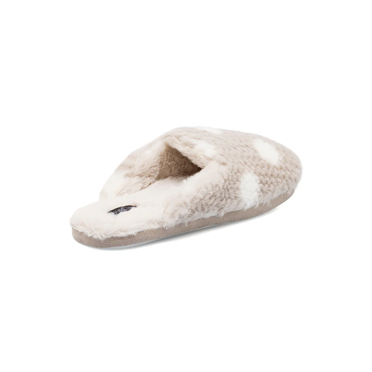 Pantofole da donna Lora Ferres grigie in peluche con fantasia a pois - Image 4