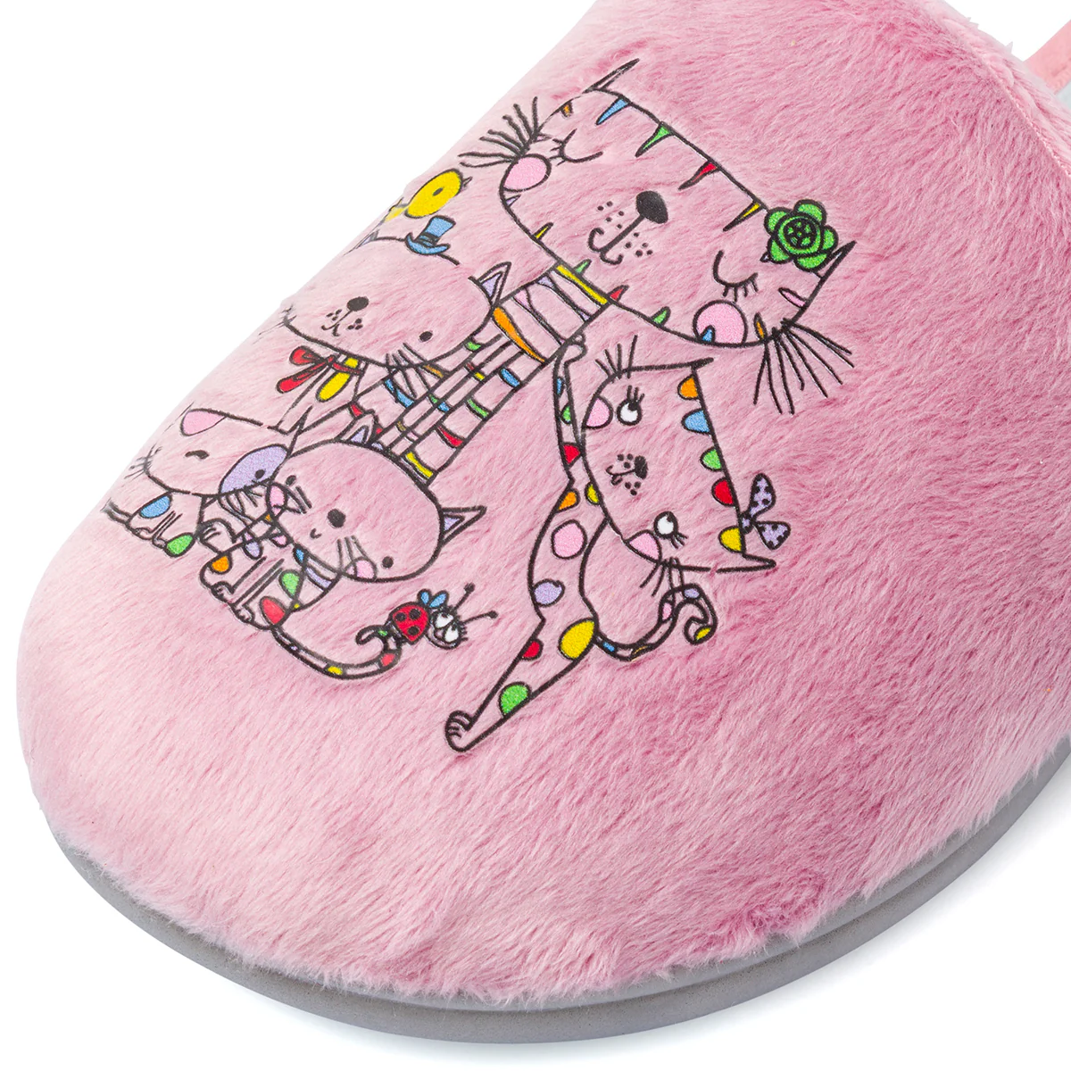 Pantofole da donna rosa Tiglio con gatti ricamati - Image 2