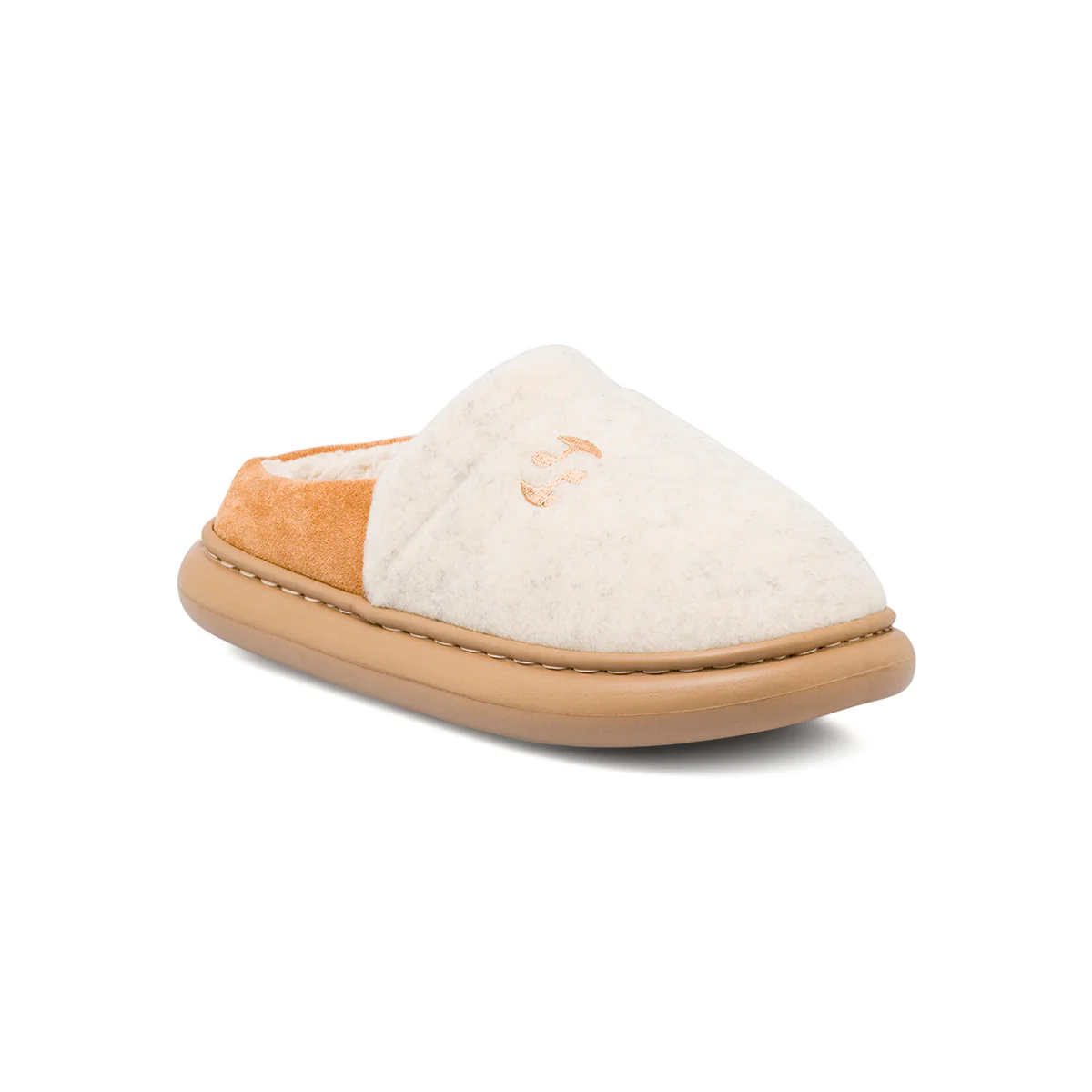 Pantofole da donna Superga beige e bianche in feltro con interno caldo - Image 2