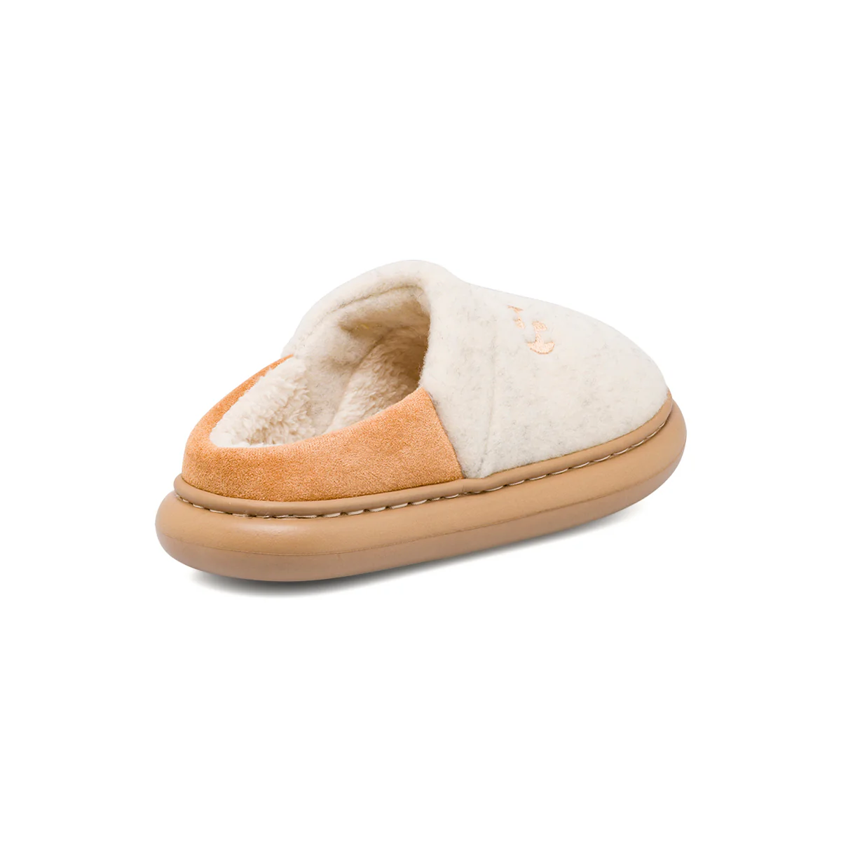 Pantofole da donna Superga beige e bianche in feltro con interno caldo - Image 3