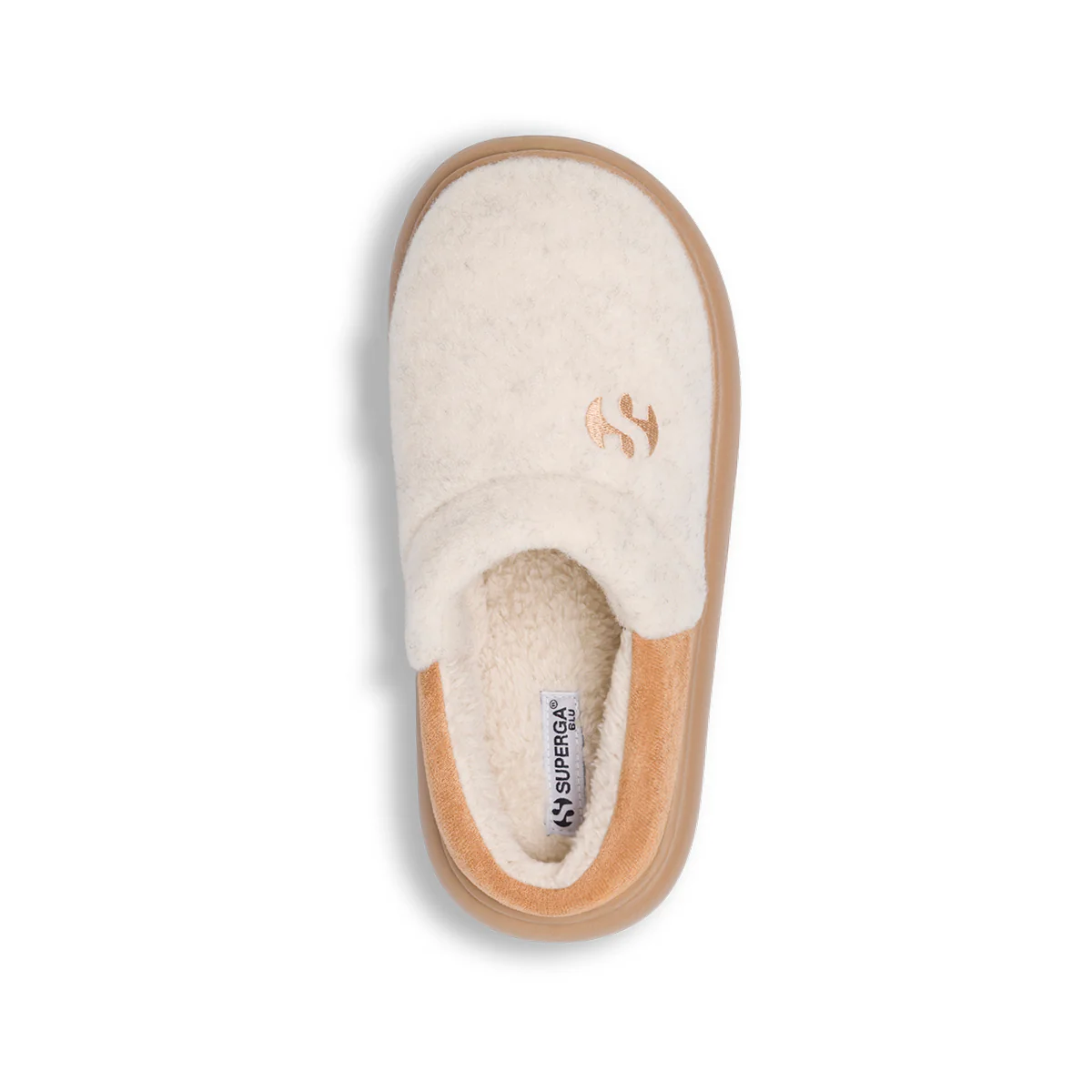 Pantofole da donna Superga beige e bianche in feltro con interno caldo - Image 6