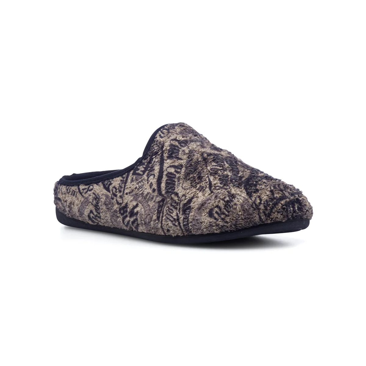 Pantofole da uomo beige e nere in tessuto Natural Confort - Image 2