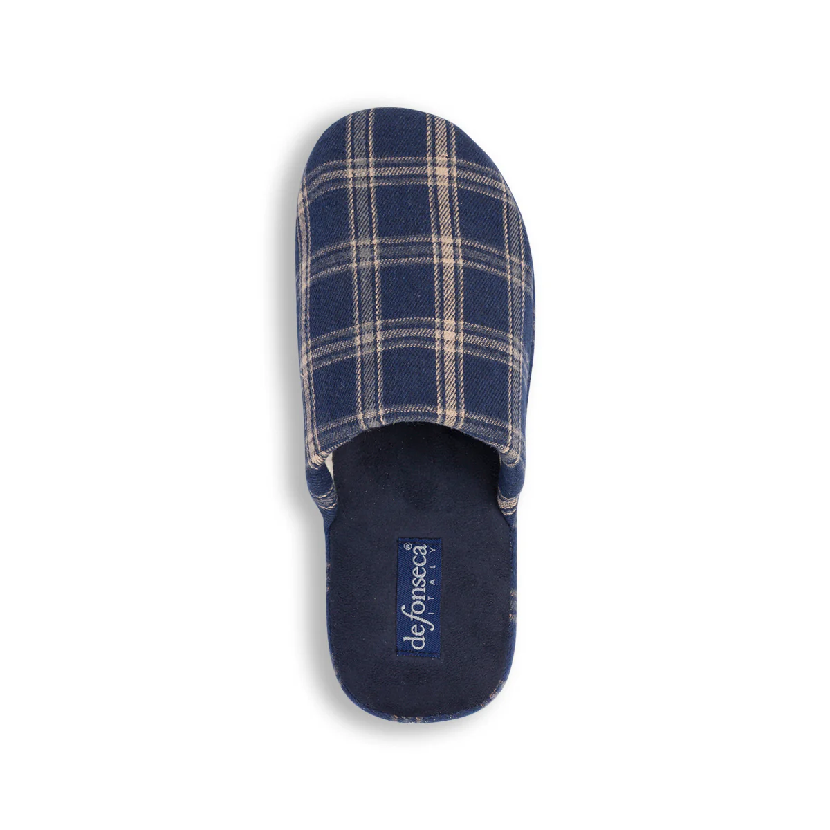 Pantofole da Uomo Blu a Quadri con Suola Morbida De Fonseca - Image 5