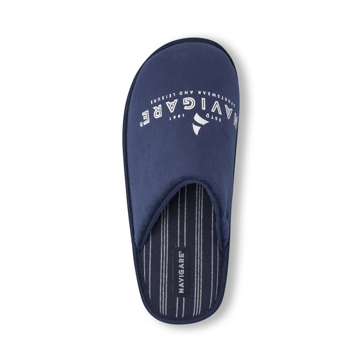 Pantofole da uomo blu con logo e soletta a righe Navigare - Image 6