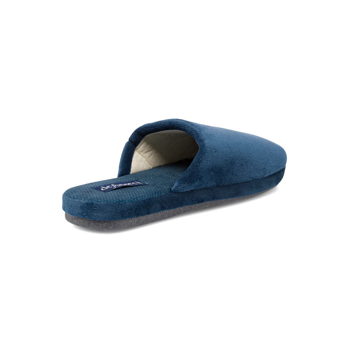 Pantofole da uomo blu De Fonseca in morbido tessuto effetto ciniglia - Image 3