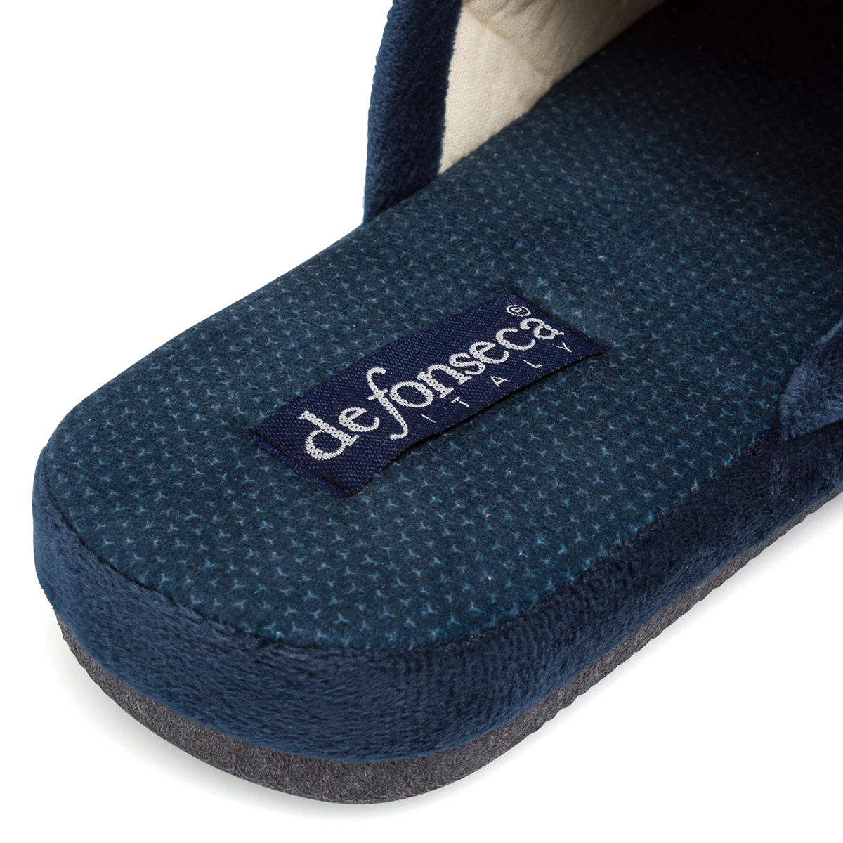Pantofole da uomo blu De Fonseca in morbido tessuto effetto ciniglia - Image 5