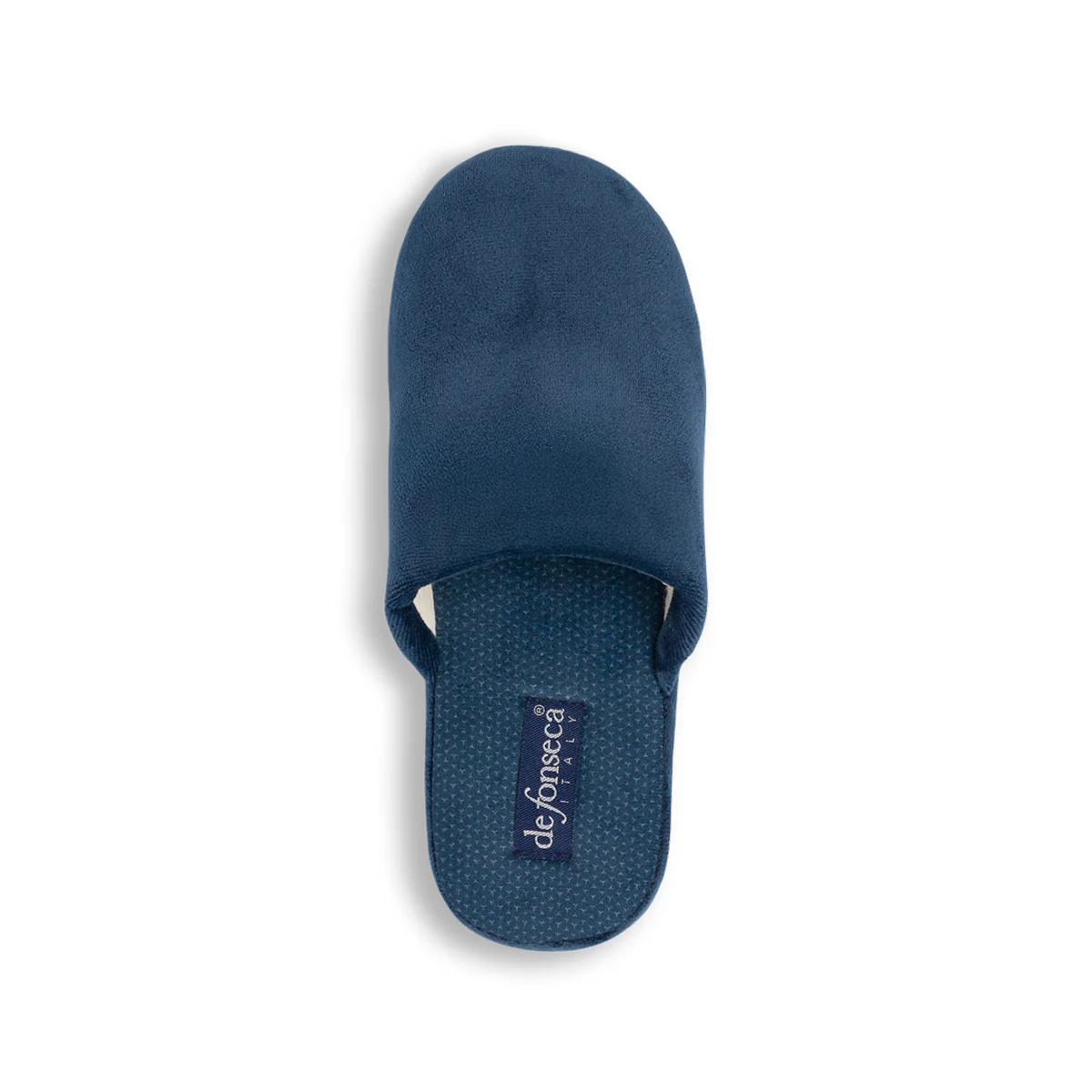 Pantofole da uomo blu De Fonseca in morbido tessuto effetto ciniglia - Image 6