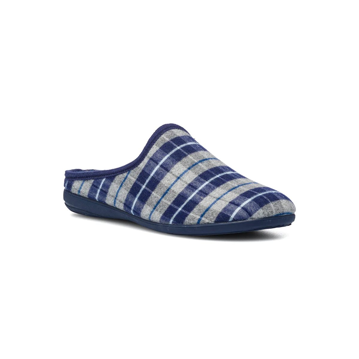 Pantofole da uomo blu e grigie a quadri Biorelax - Image 2