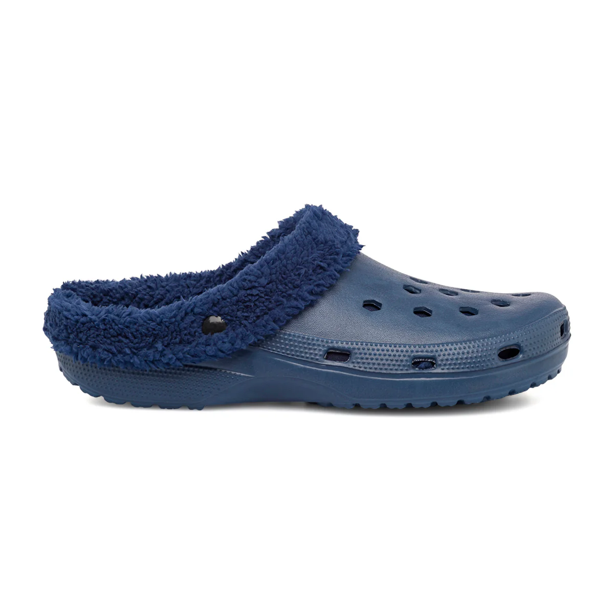 Pantofole da uomo blu in gomma con interno in finto pelo Feetty