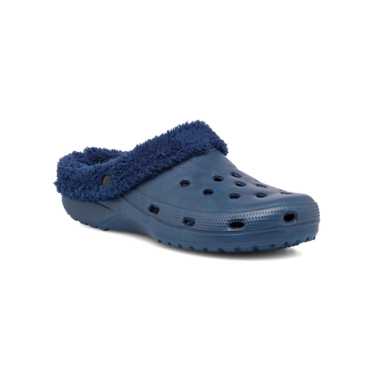 Pantofole da uomo blu in gomma con interno in finto pelo Feetty - Image 2