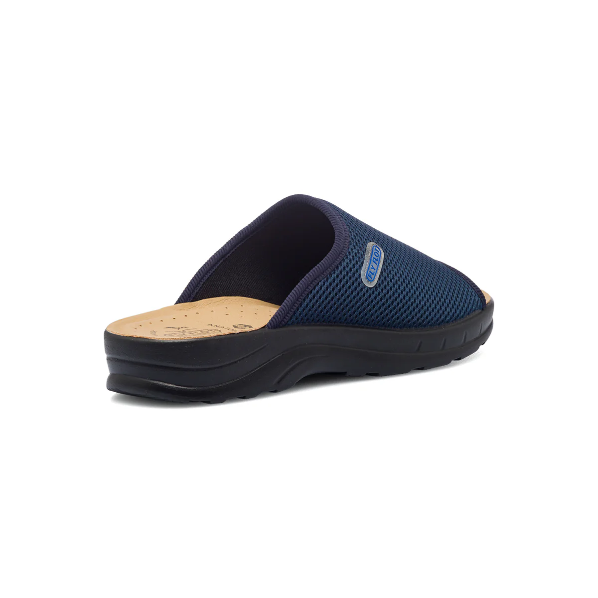 Pantofole da uomo blu in pelle con sottopiede anatomico Fly Flot - Image 3