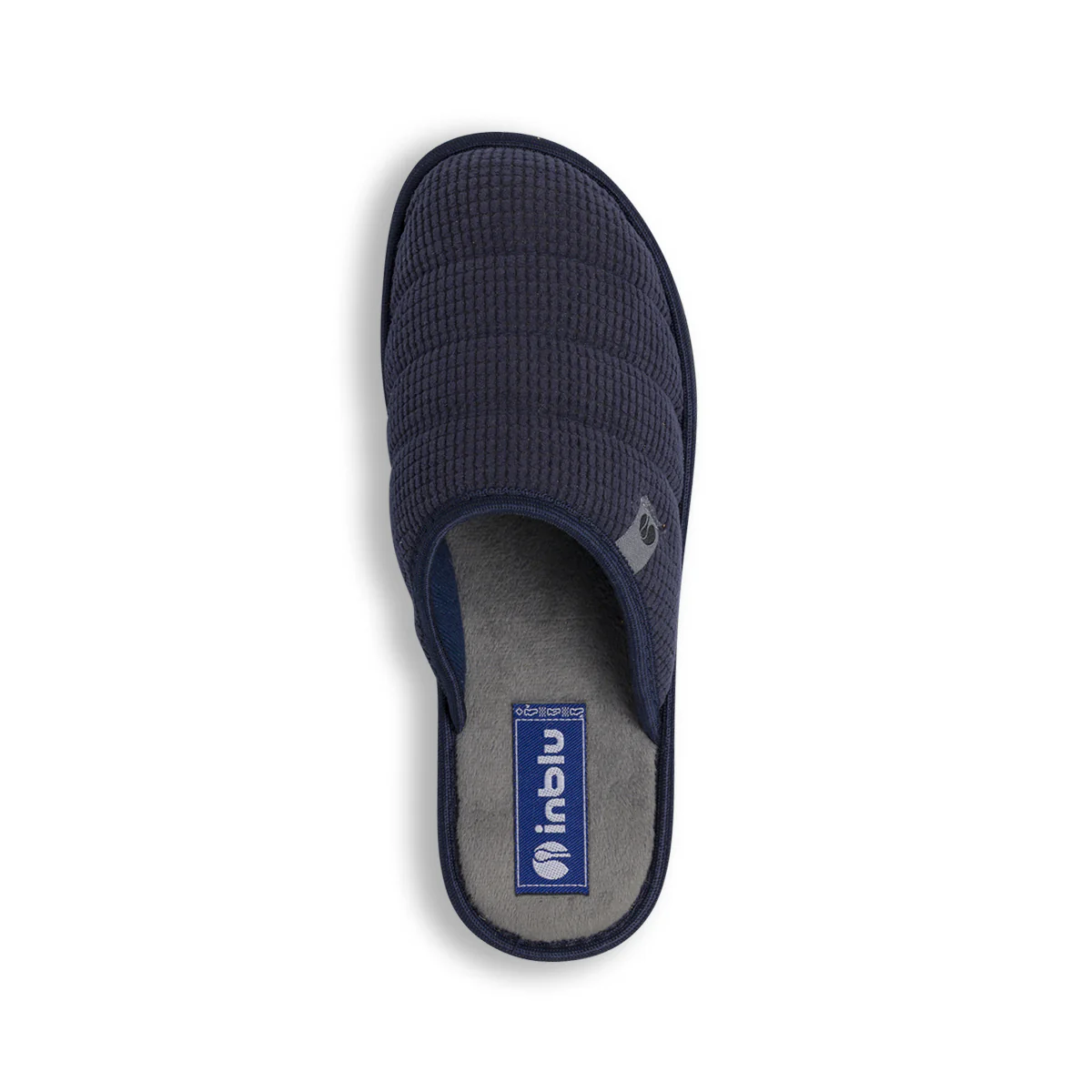 Pantofole da uomo blu Inblu in tessuto trapuntato morbido - Image 4