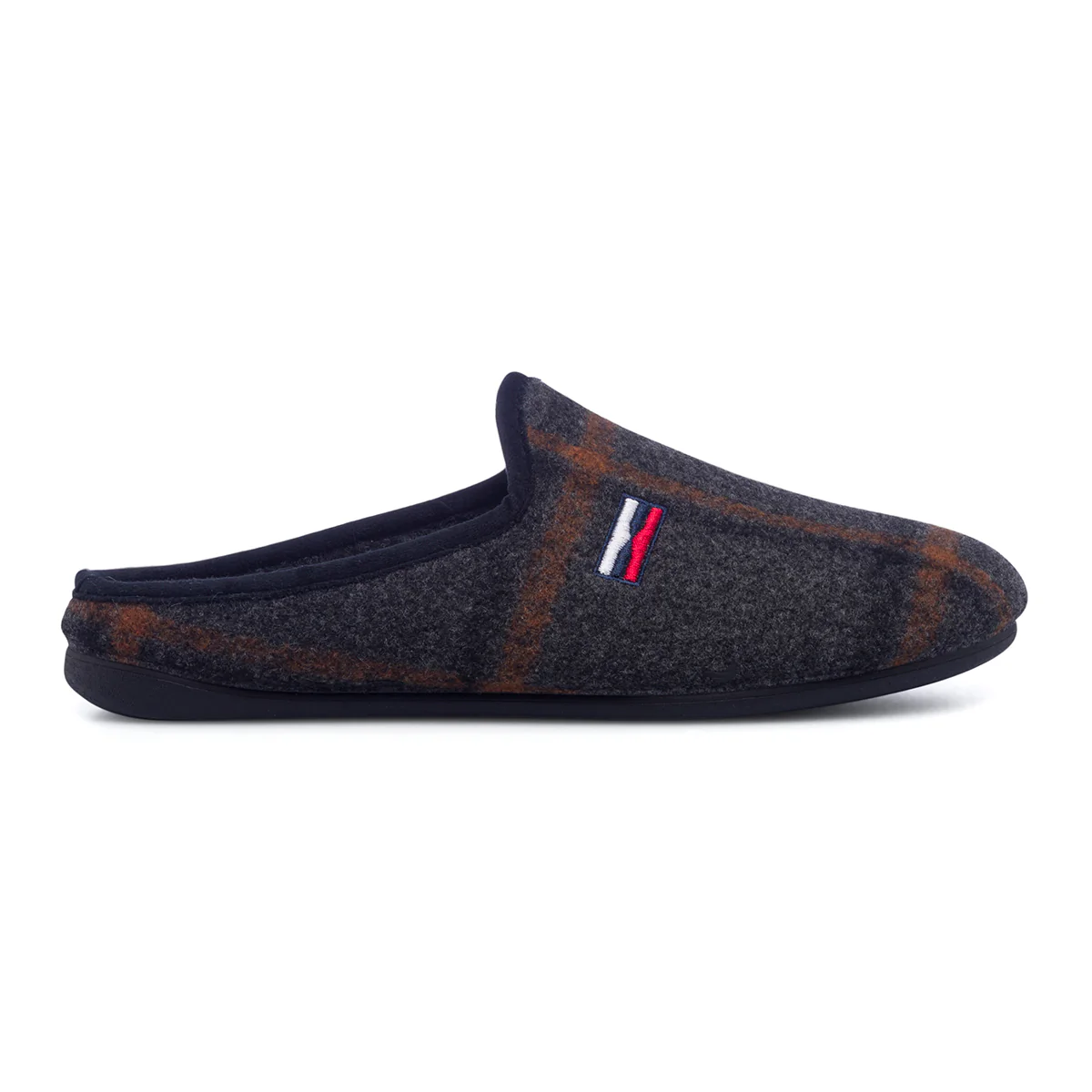 Pantofole da uomo grigie con motivo check Natural Confort