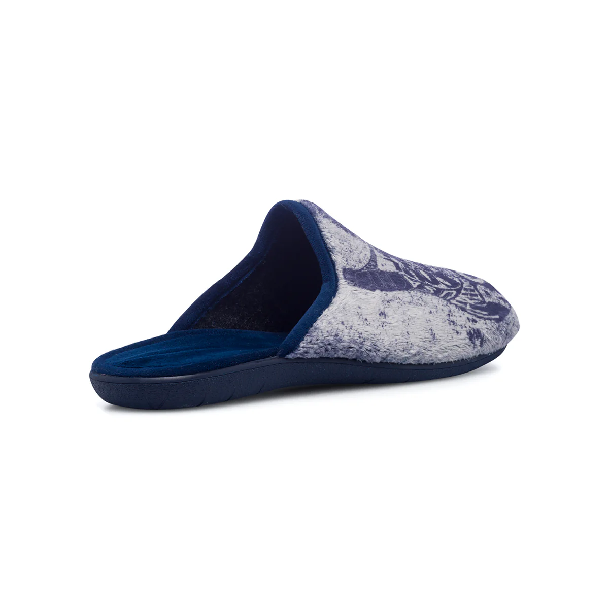 Pantofole da uomo grigie e blu in tessuto Natural Confort - Image 3