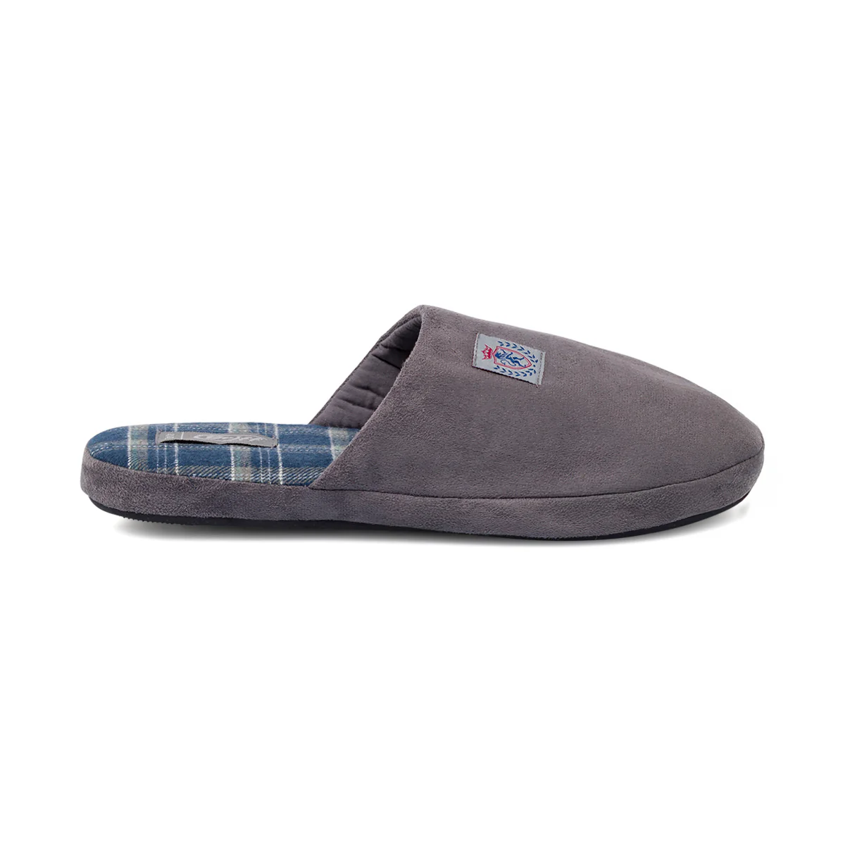 Pantofole da uomo grigie Griff con soletta a fantasia tartan