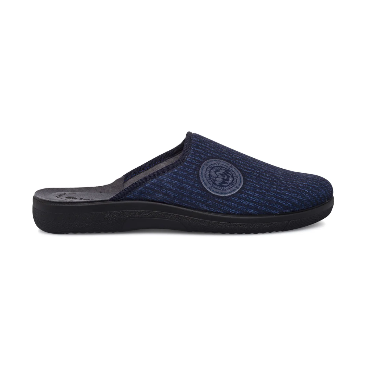Pantofole da uomo Inblu blu in tessuto morbido con ricamo bussola - Image 2