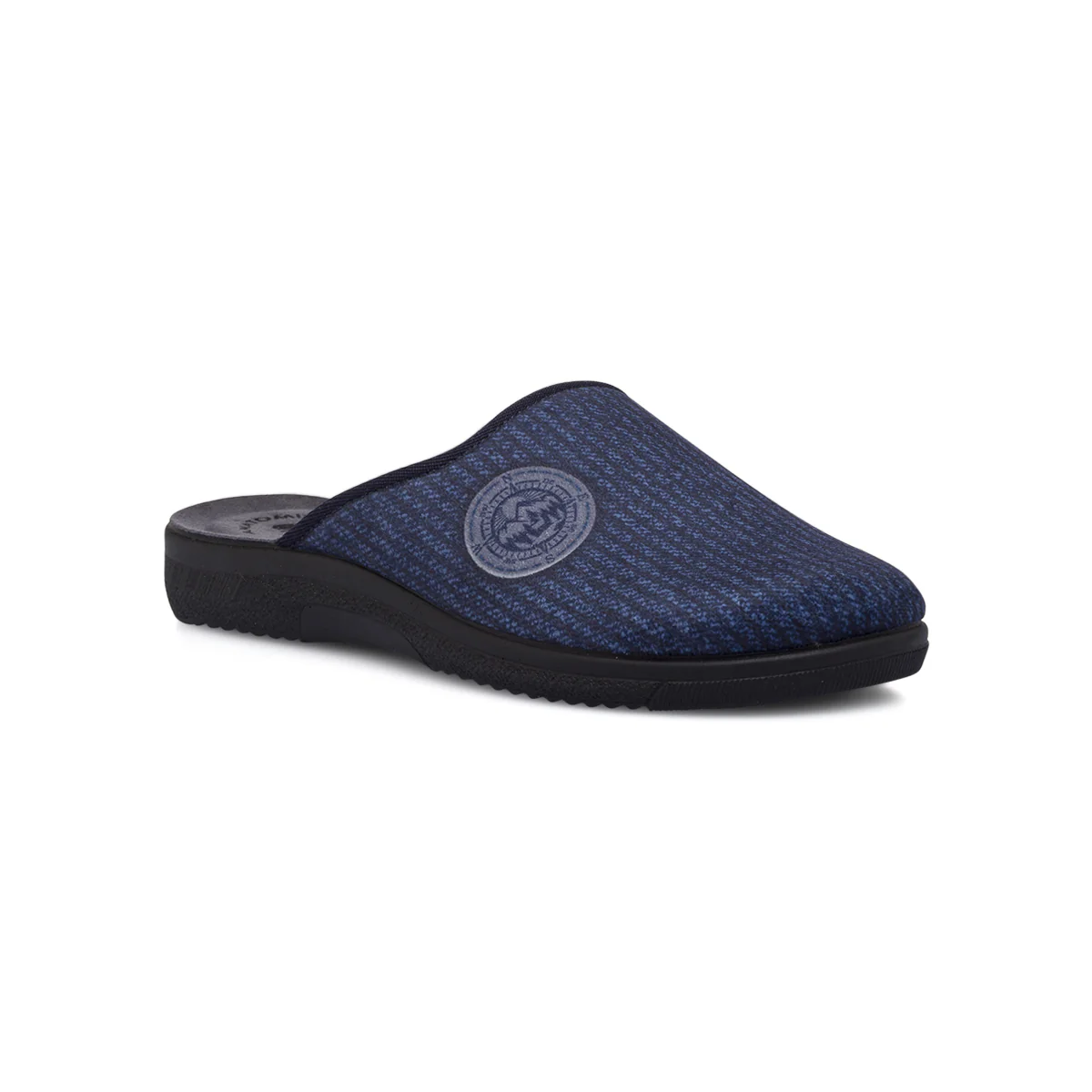 Pantofole da uomo Inblu blu in tessuto morbido con ricamo bussola - Image 3