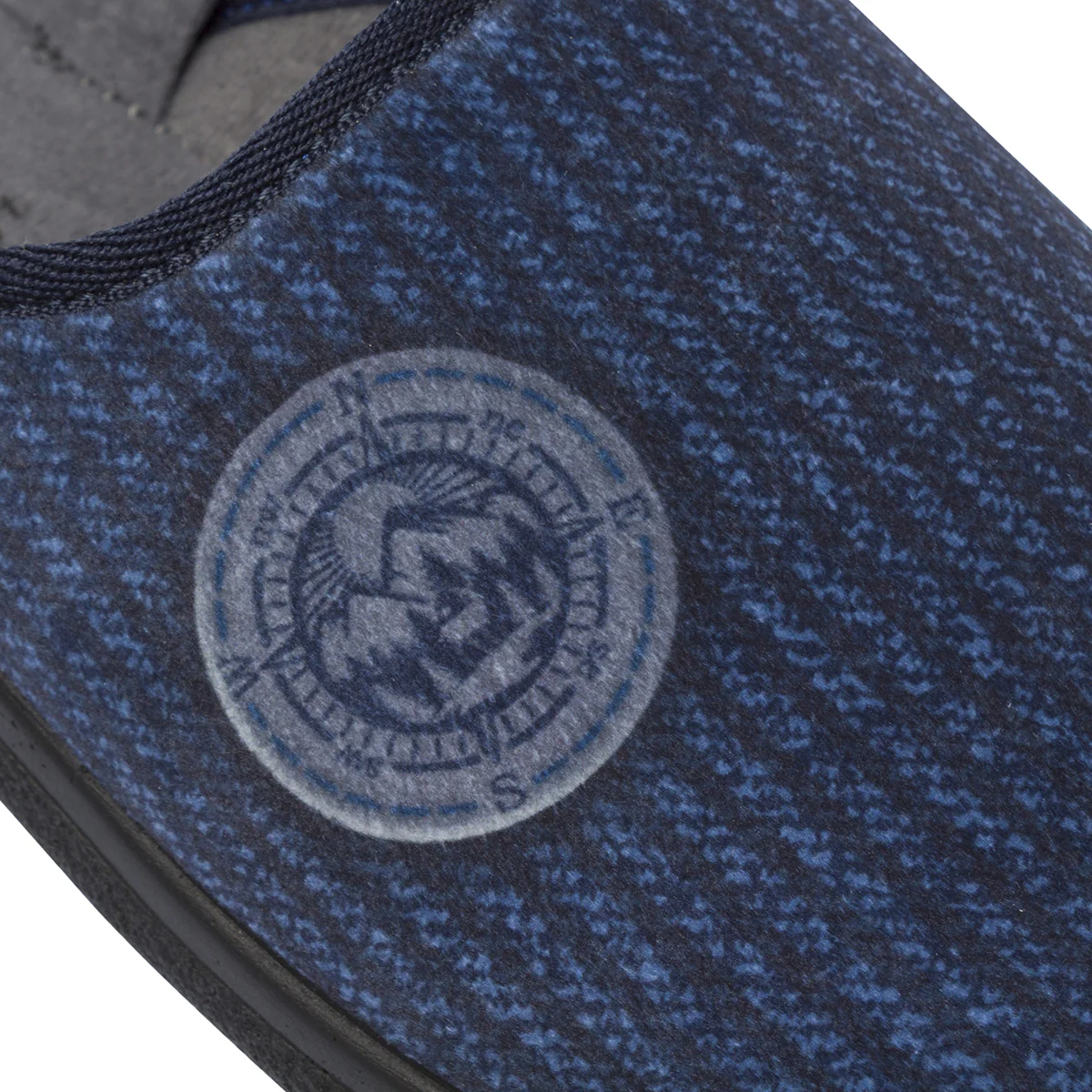 Pantofole da uomo Inblu blu in tessuto morbido con ricamo bussola - Image 6