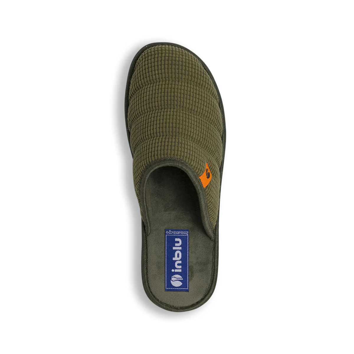 Pantofole da uomo Inblu verdi militare in tessuto trapuntato morbido - Image 2