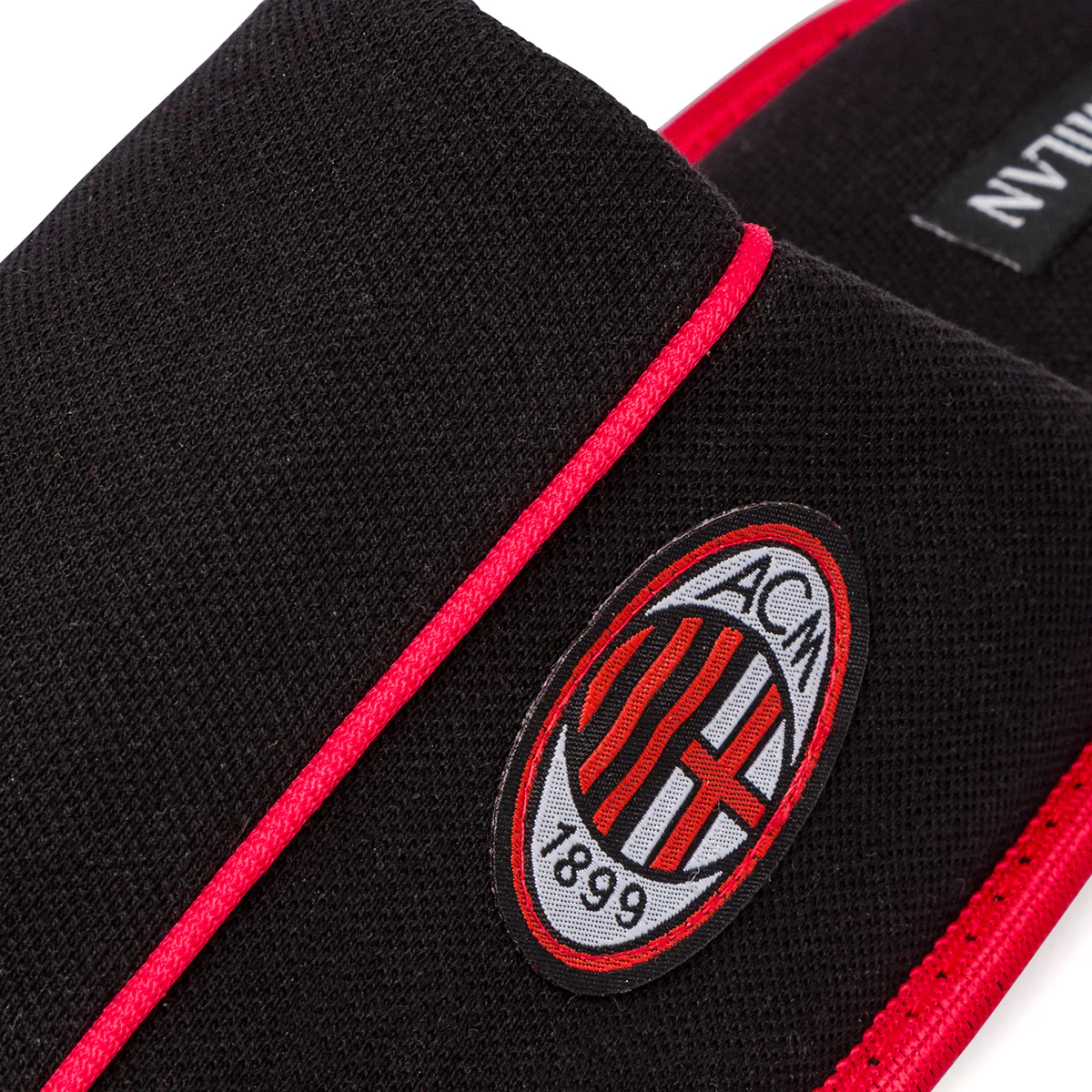 Pantofole da uomo nere con logo Milan - Image 4
