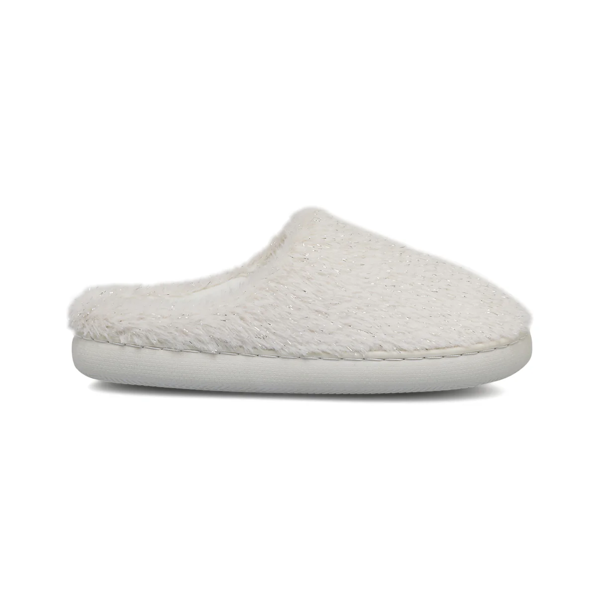 Pantofole donna De Fonseca bianche in ecopelliccia con inserti argento