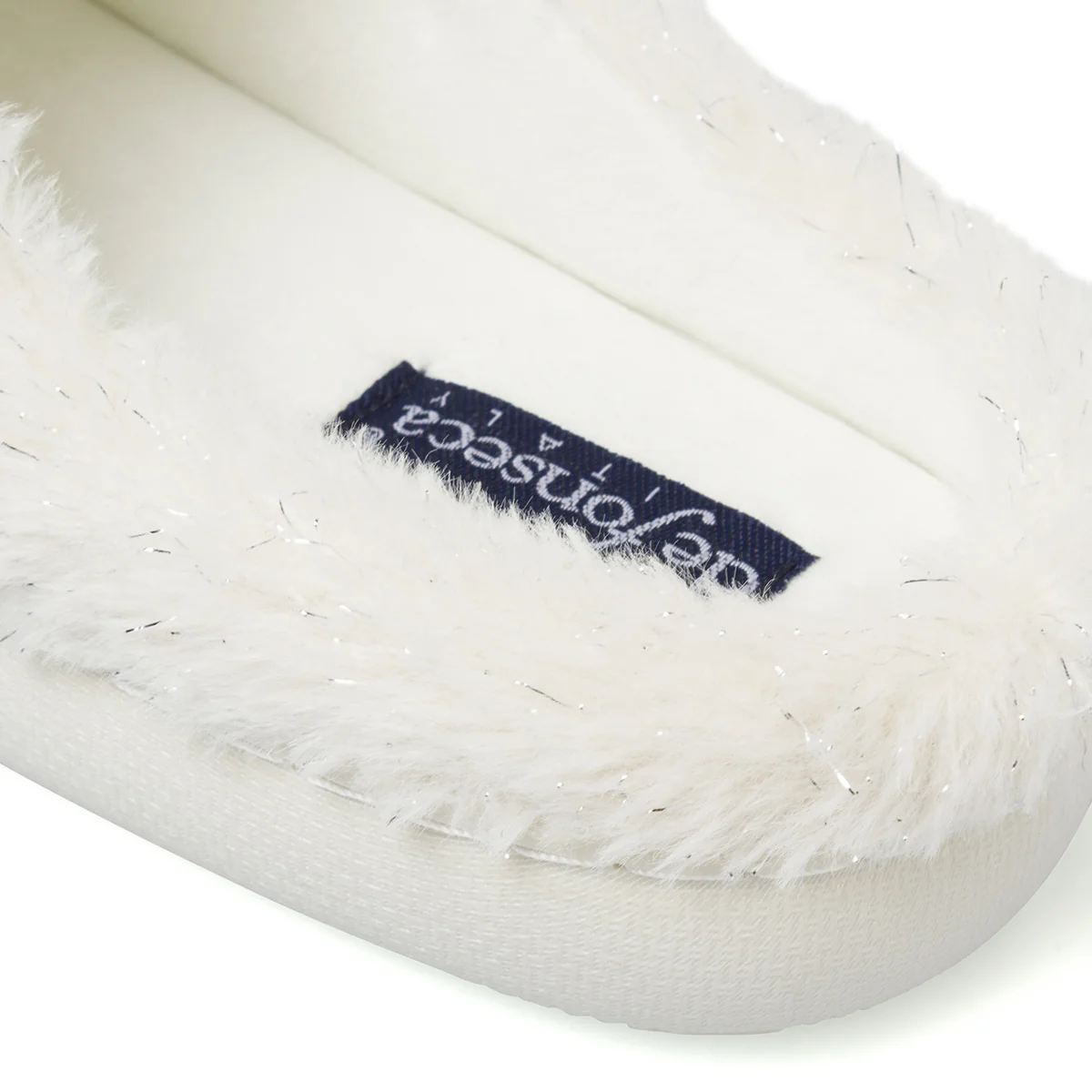 Pantofole donna De Fonseca bianche in ecopelliccia con inserti argento - Image 6