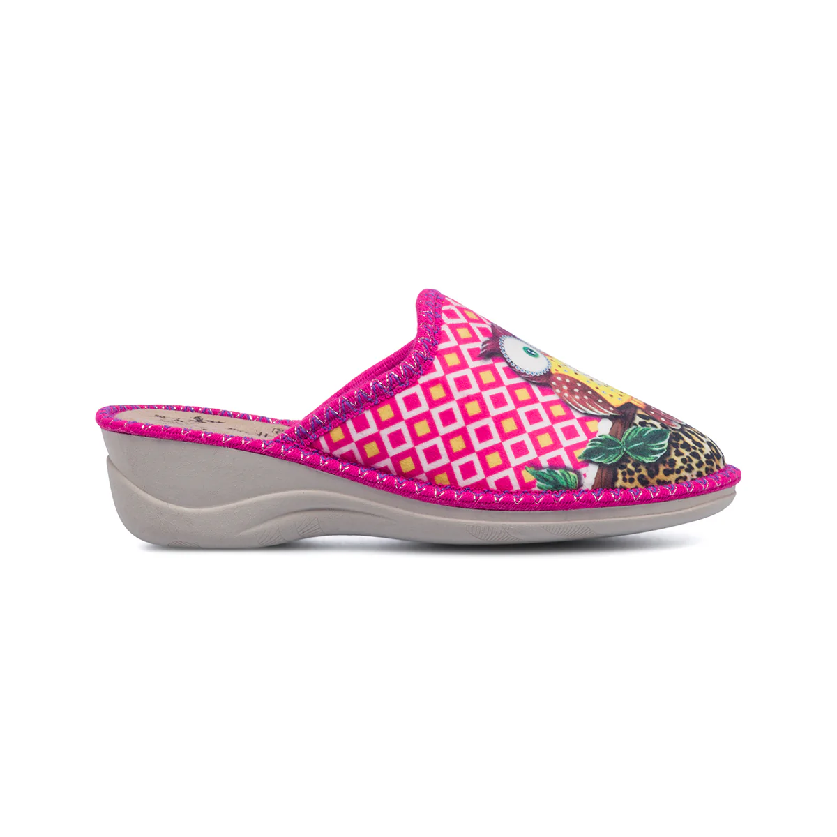 Pantofole fucsia da donna con civetta Edhonè
