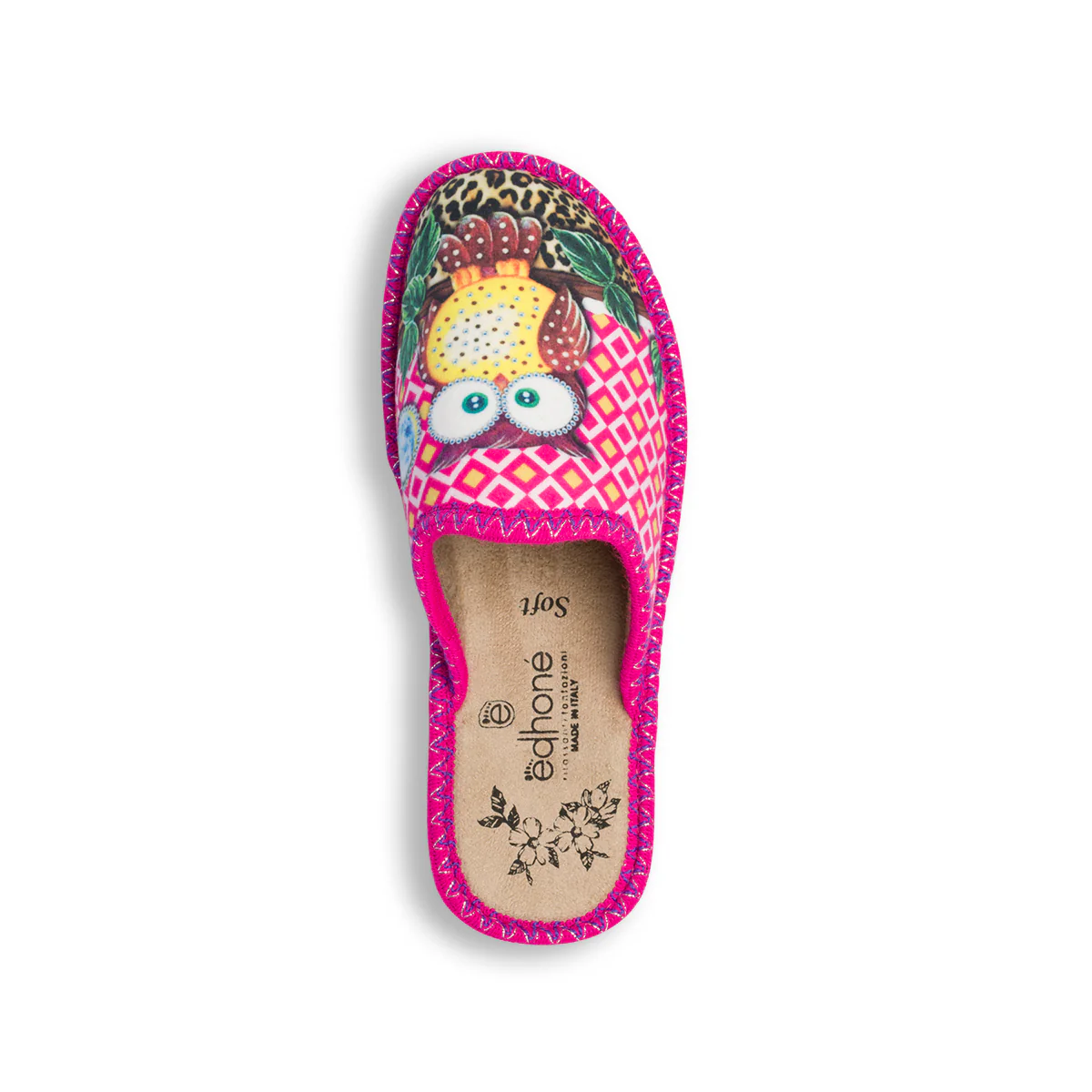 Pantofole fucsia da donna con civetta Edhonè - Image 7