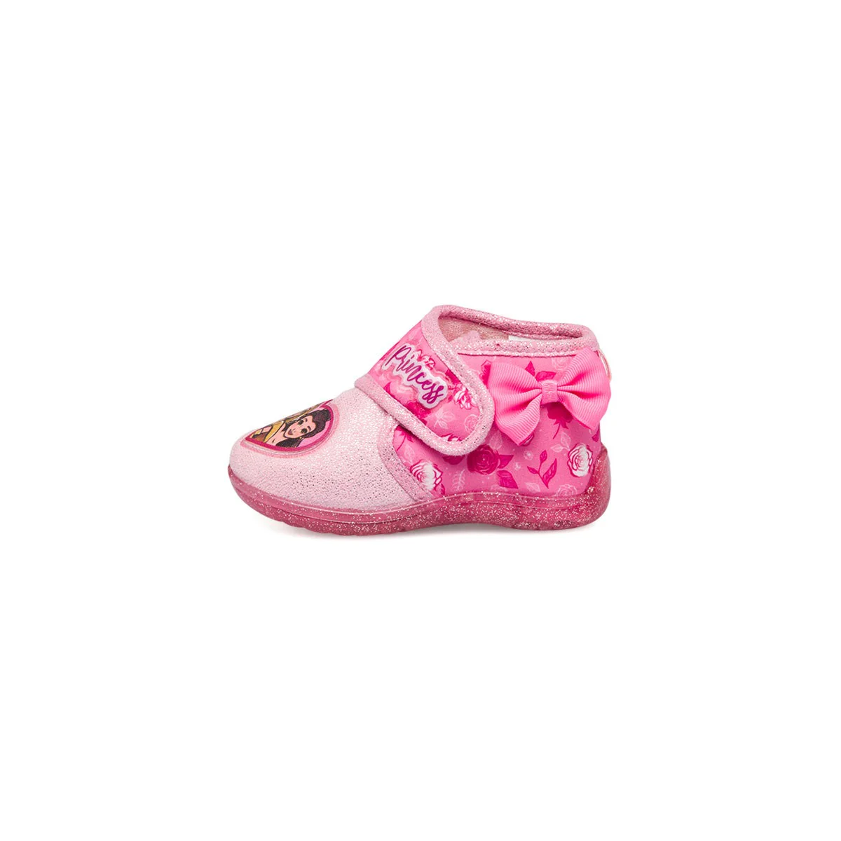 Pantofole fucsia e rosa glitterate da bambina con principesse Disney
