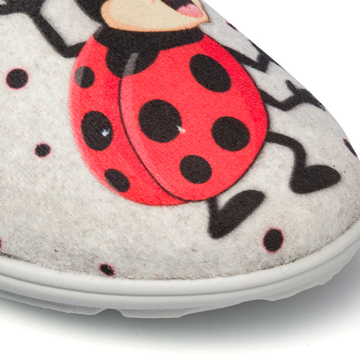 Pantofole grigie da donna in tessuto con coccinella Italia Trend - Image 5