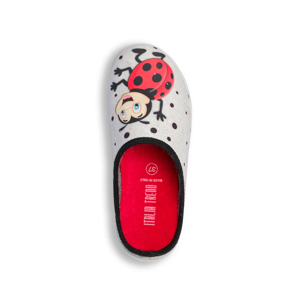 Pantofole grigie da donna in tessuto con coccinella Italia Trend - Image 8