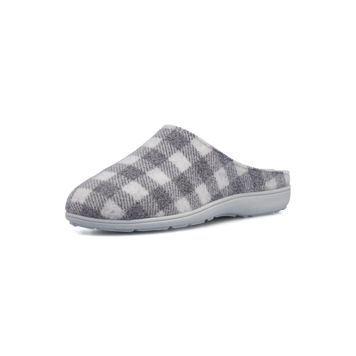 Pantofole grigie da donna in tessuto con fantasia scozzese Italia Trend - Image 2