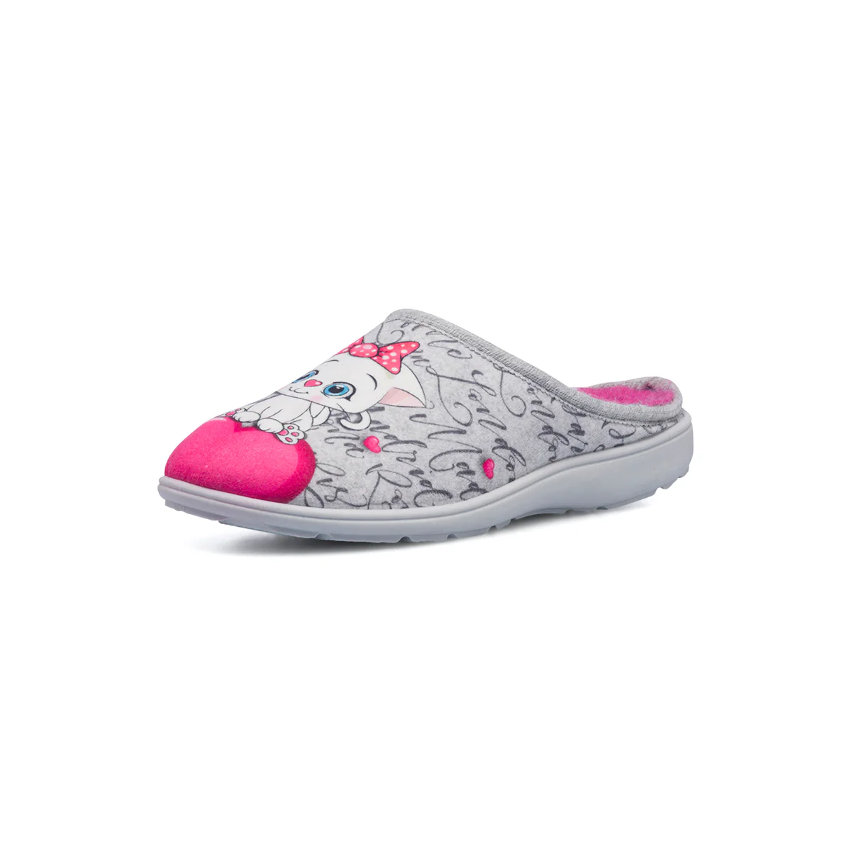 Pantofole grigie da donna in tessuto con gattino Italia Trend - Image 2
