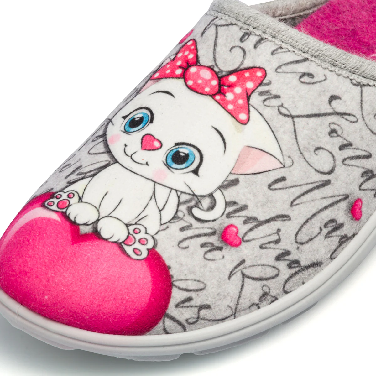 Pantofole grigie da donna in tessuto con gattino Italia Trend - Image 5