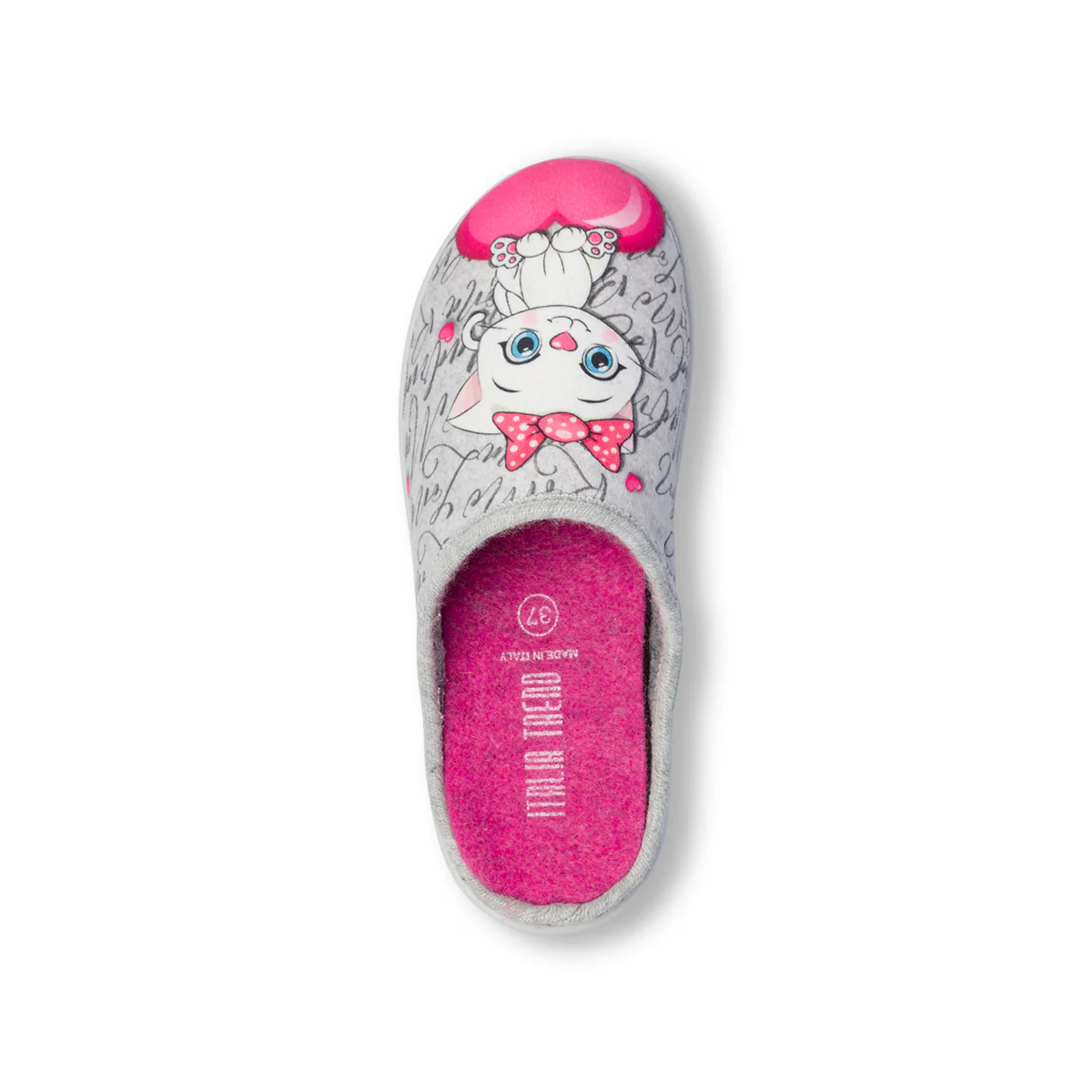 Pantofole grigie da donna in tessuto con gattino Italia Trend - Image 7