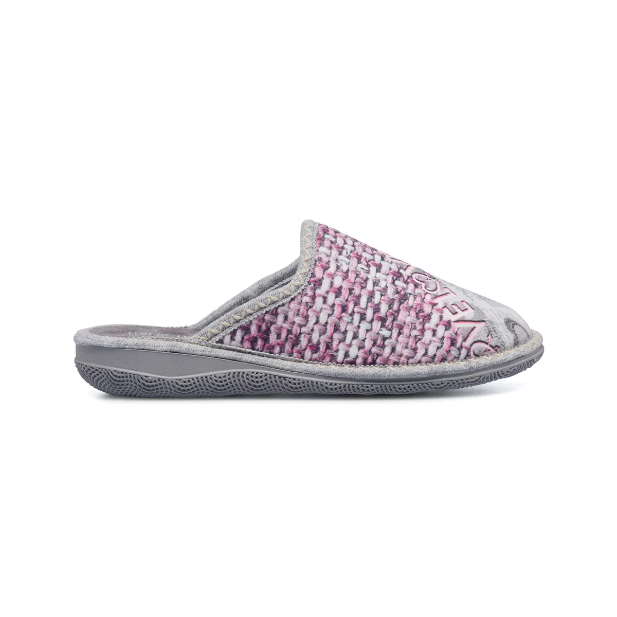 Pantofole grigie da donna in tessuto con stampa "Love" Italia Trend